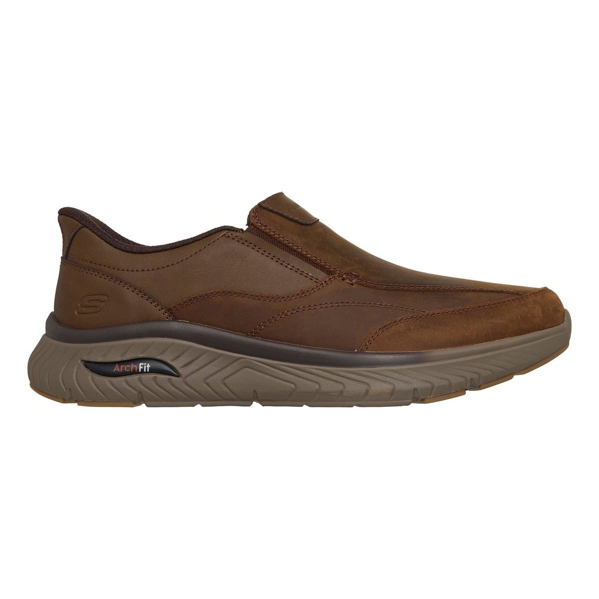 Mens Skechers 205869 Arch Fit Crosser - Oak Dark Brown Slip-Ins Casual Shoes