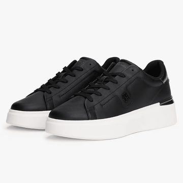 Womens Tommy Hilfiger Leather Chic Platform Trainers - Black