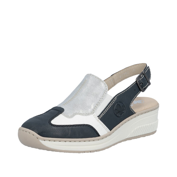 Womens Rieker 48757 Blue Combi Wedge Sandal - Blue Combi