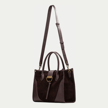 Womens Hispanitas 265022 Suede Shoulder Bag - Espresso