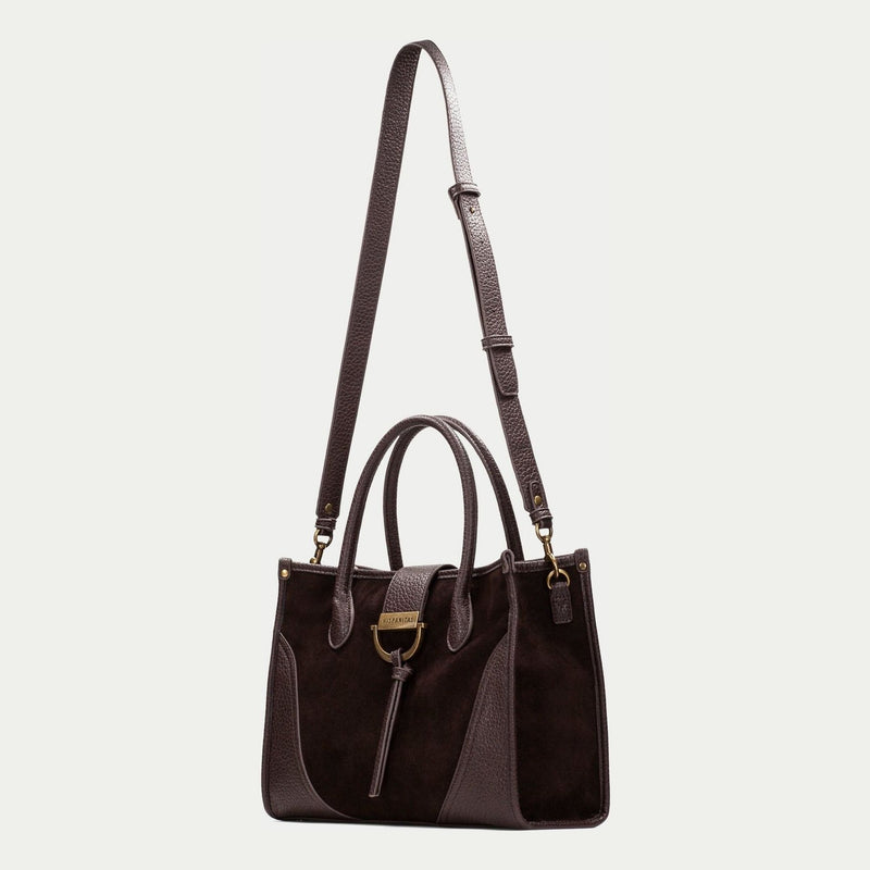 Womens Hispanitas 265022 Suede Shoulder Bag - Espresso