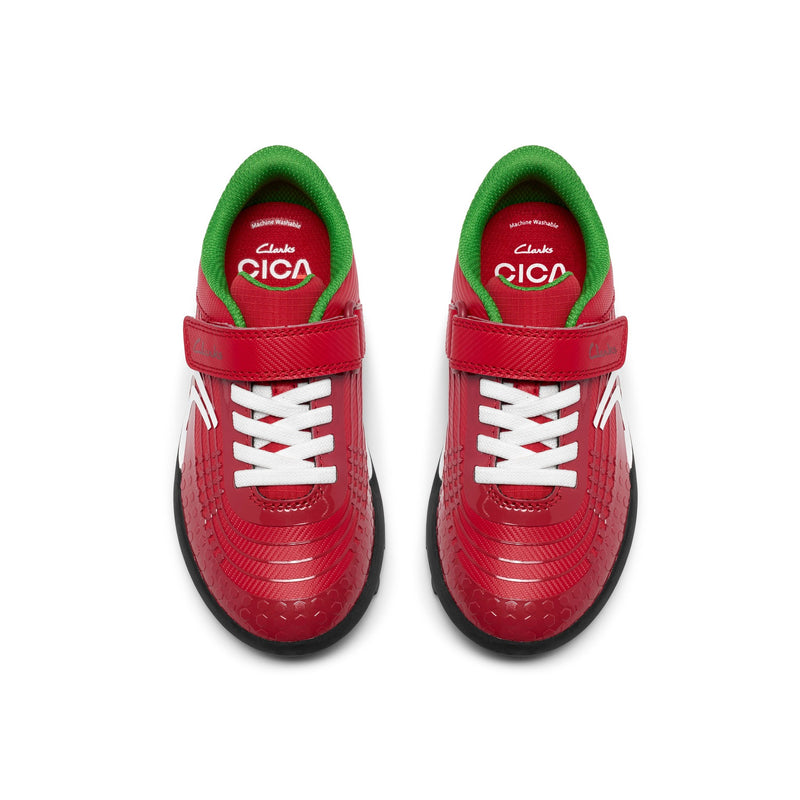 Boys Clarks CICA Goal Kid Football Shoes - Red