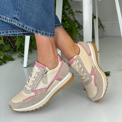 Womens Gabor 86.378 Hollywell Cream And Pink Trainers - Cream and Pink