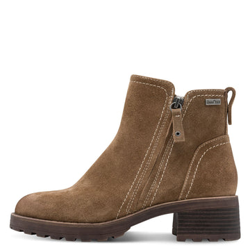 Womens Jana 25711 Side Zip Ankle Boots - Camel Suede