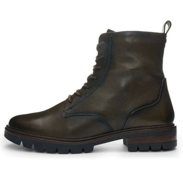 Womens Ara Leather Lace-up Ankle Boot - Forest Green