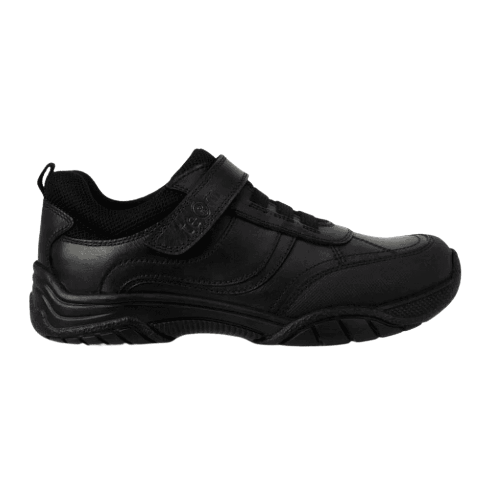 Term Boys Maxx Velcro Black Leather School Shoes