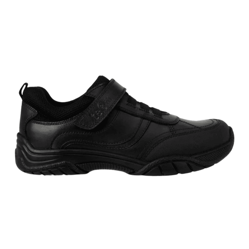 Term Boys Maxx Velcro Black Leather School Shoes - Black
