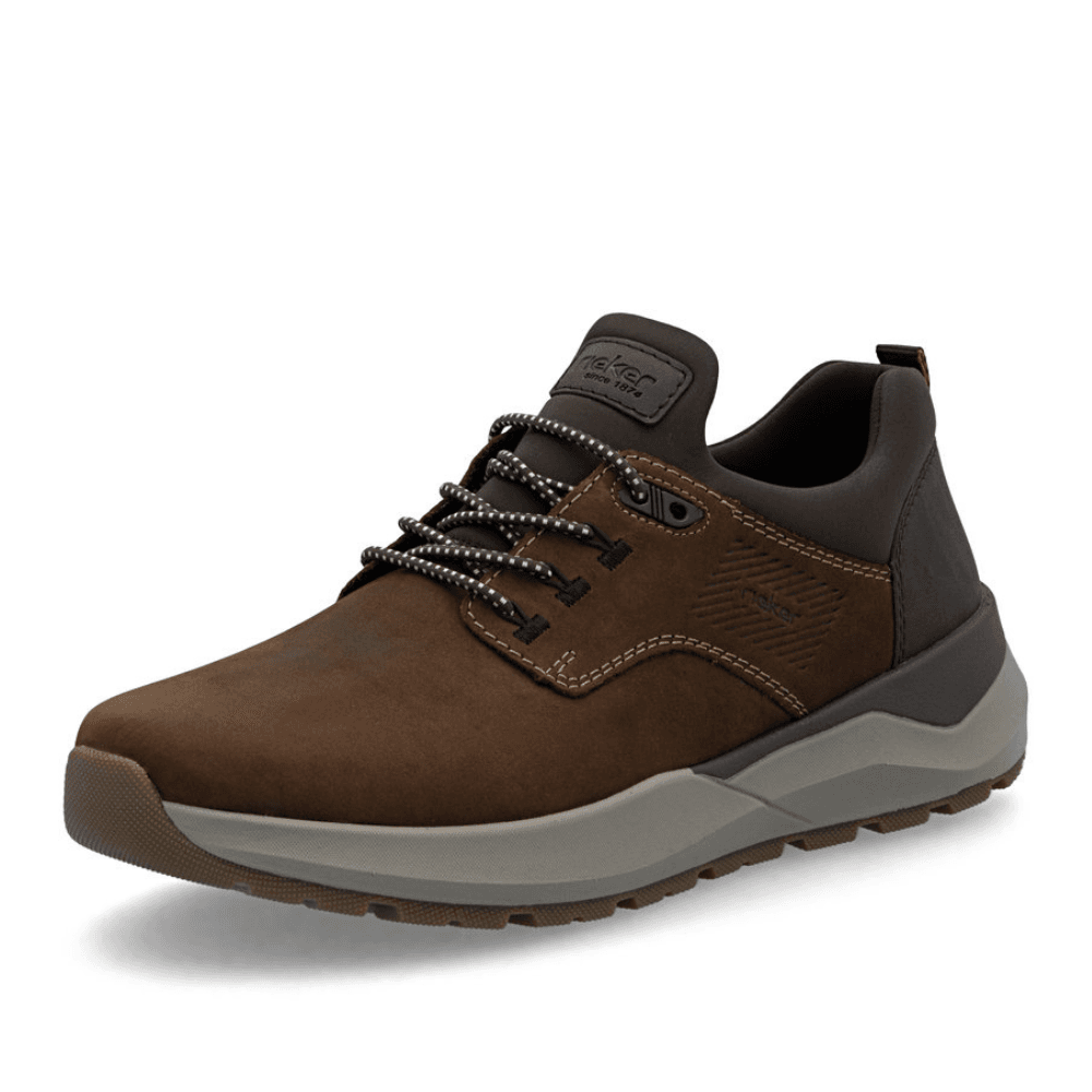 Mens Rieker 06050 Brown Waxed Elasticated Lace Trainers