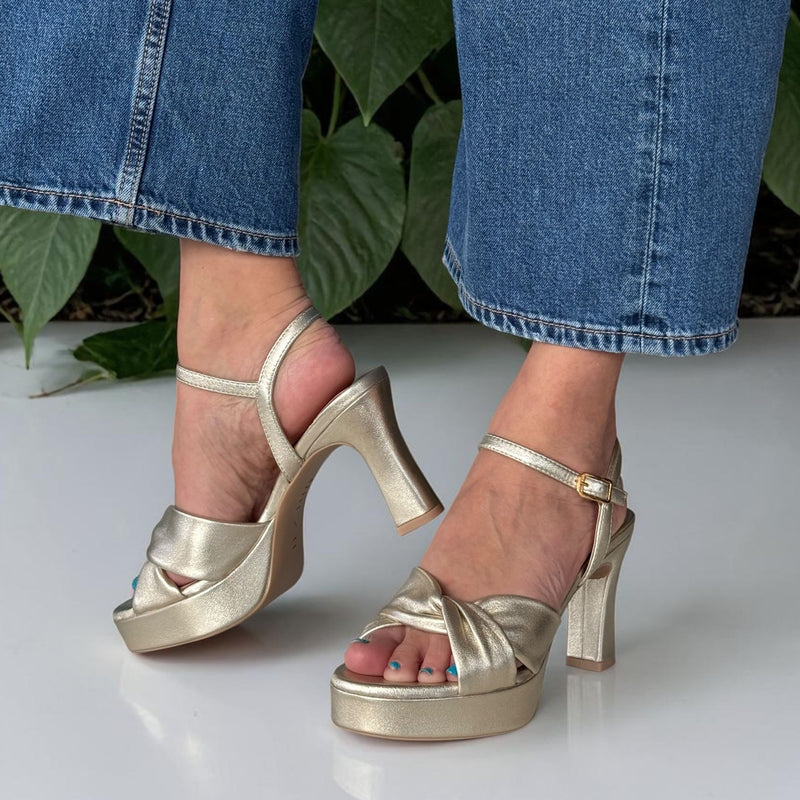 Womens Unisa Onoa Heeled Sandals - Platino Gold