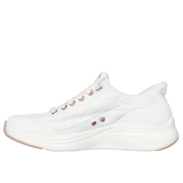 Womens Skechers 150413 White & Rose Gold Slip-In Contour Foam Trainer - White