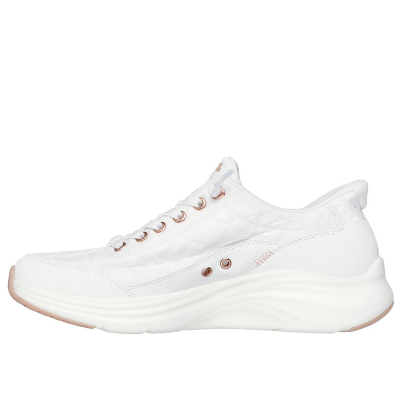 Womens Skechers 150413 White & Rose Gold Slip-In Contour Foam Trainer - White