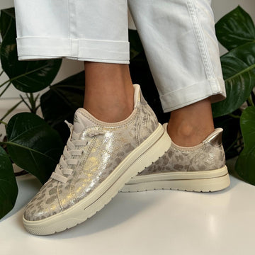 Womens Jana 23764 Rose Gold Leopard Trainers - Rose Gold Leopard