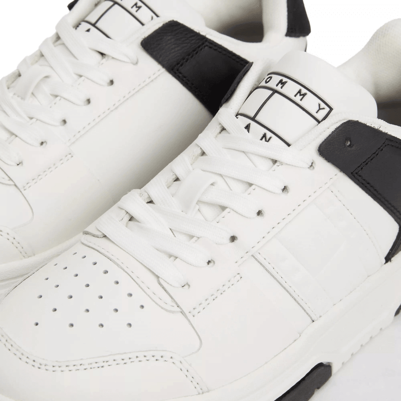 Womens Tommy Hilfiger The Brooklyn Mixed Texture Trainers - White and Black