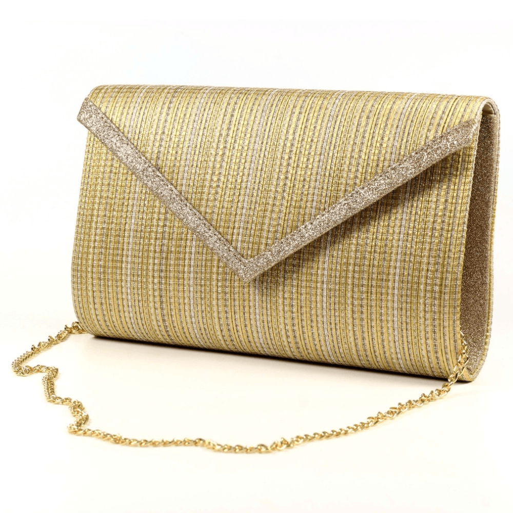 Womens Lunar Ladies Natalia Gold Textile Clutchbag