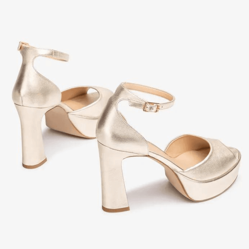 Womens Unisa Vejer Gold Platform Peep Toe High Heels