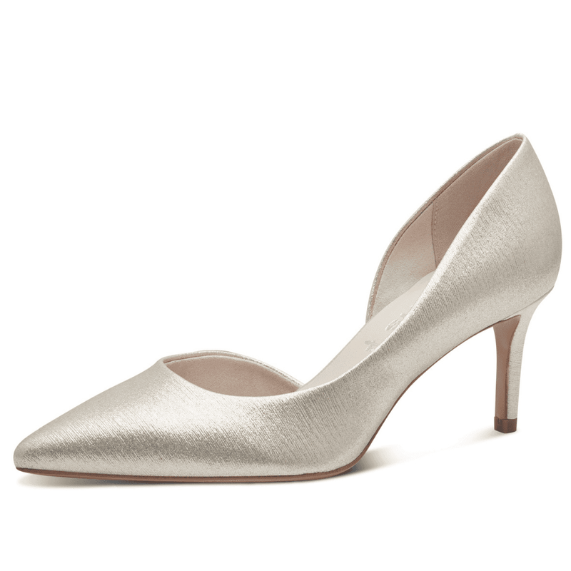 Womens Tamaris 22456 Irregular Cut Side Court Heels - Ivory Shimmer