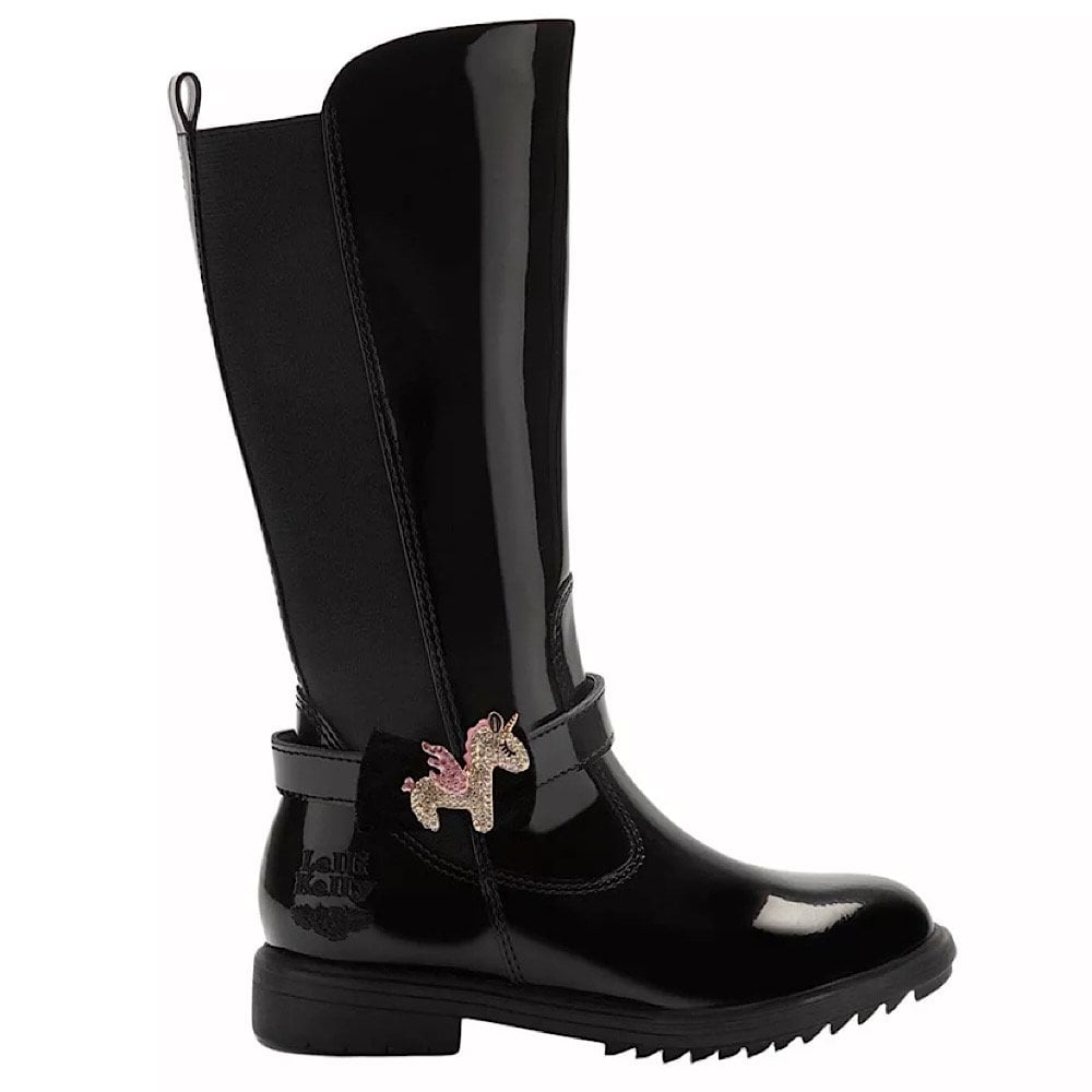 Lelli Kelly Girls Bliss Black Patent Long Boots