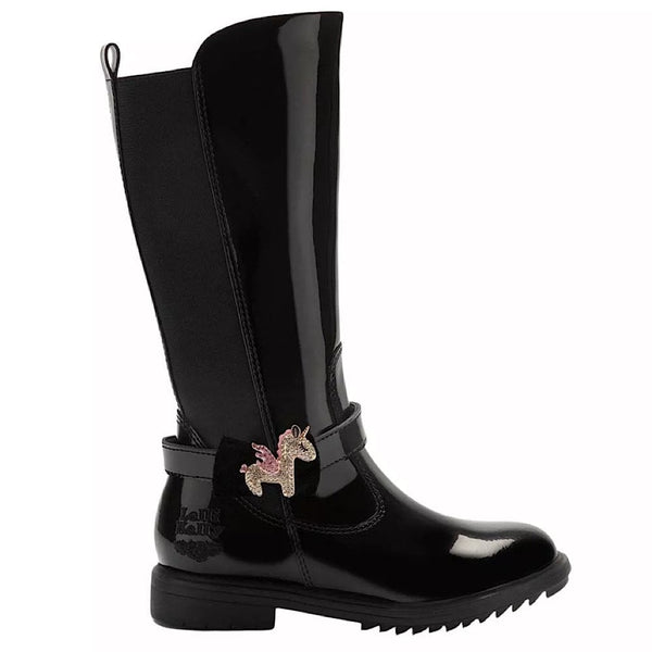 Junior Lelli Kelly Girls Bliss Black Patent Long Boots - Black Patent