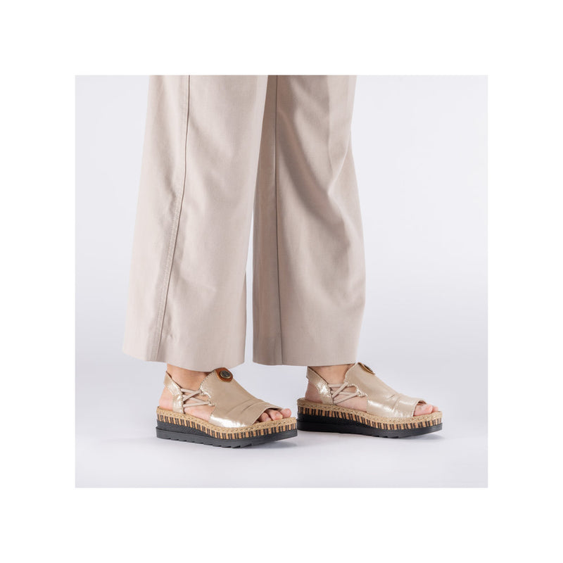 Womens Rieker V7972 Beige Wedge Sandal - Beige