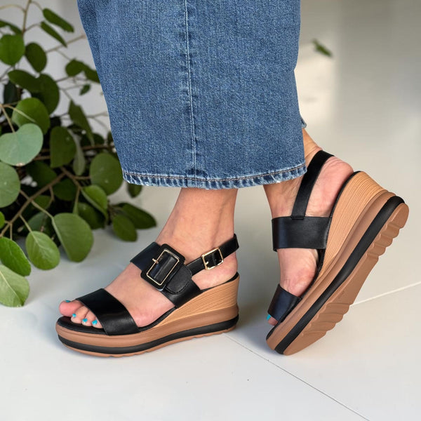 Womens Zanni & Co Lawna One Wedge Sandals - Ink