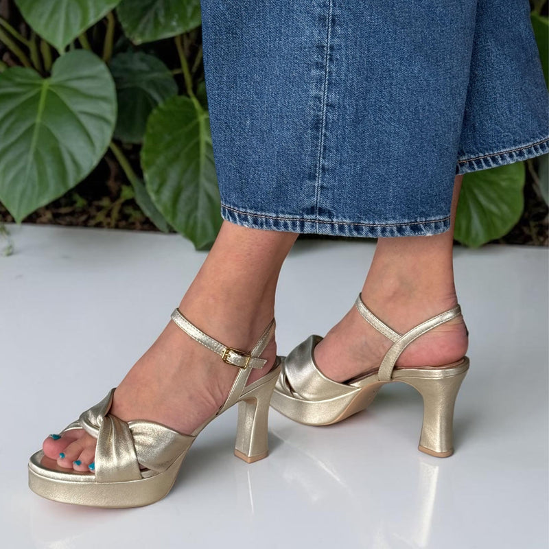 Womens Unisa Onoa Heeled Sandals - Platino Gold