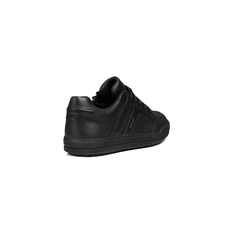 Junior Boys Geox Arzach Black School Shoes - Black