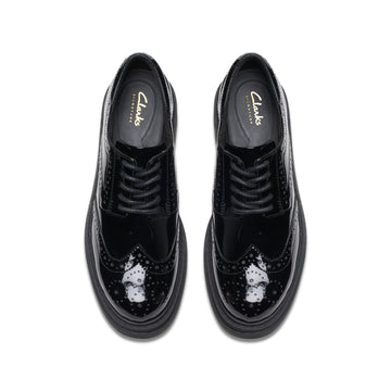 Girls Clarks Orinoco3 Derby School Shoes - Black Patent