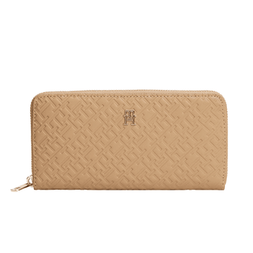 Womens Tommy Hilfiger Monogram Zip Around Large Purse - Safari Canvas