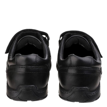 Boys Hush Puppies Freddy Black Junior School Shoes - Black