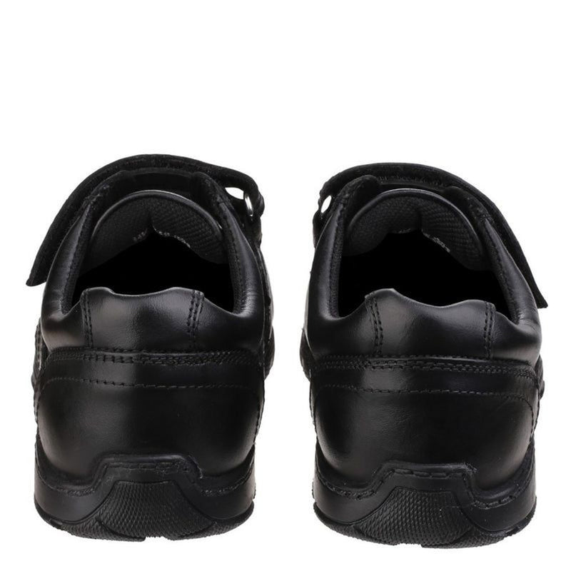 Boys Hush Puppies Freddy Black Senior School Shoes - Black