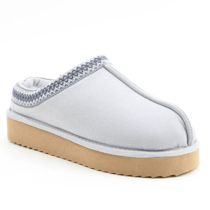 Womens Heavenly Feet Ice Fur Lined Mule Slipper - Grey Blue