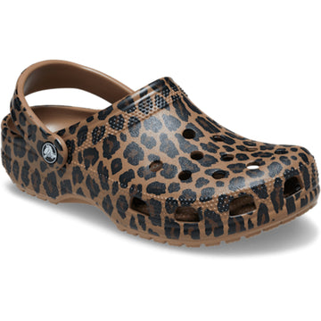 Womens Crocs Sepia Leopard Classic Animal Clogs - Sepia Leopard