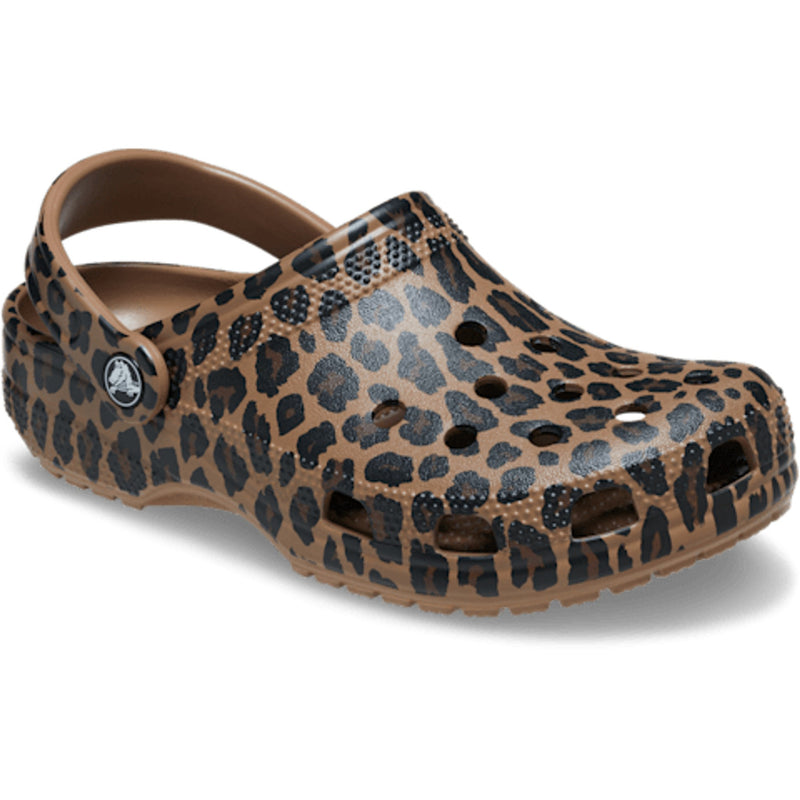 Womens Crocs Sepia Leopard Classic Animal Clogs - Sepia Leopard