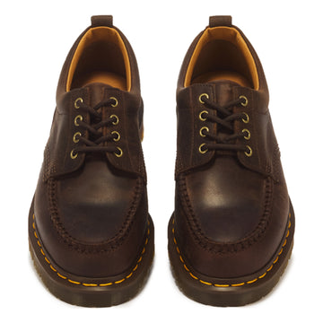 Mens Dr. Martens Lowell 4 Brown Crazy Horse Leather Moc Toe Casual Lace-up Shoes - Brown