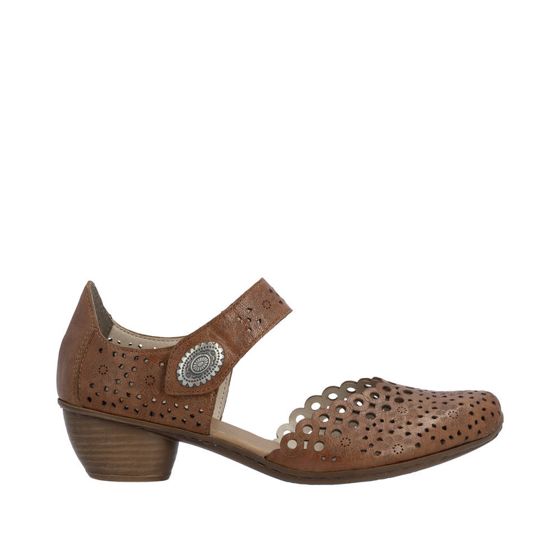 Womens Rieker 43753 Brown Heeled Sandal - Brown