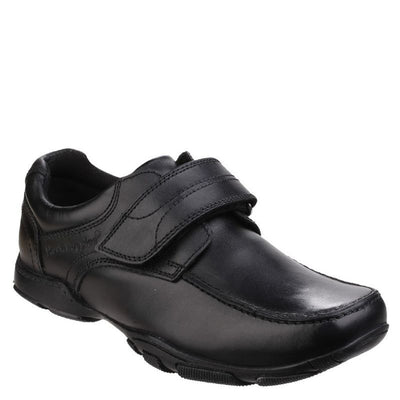 Boys Hush Puppies Freddy Black Junior School Shoes - Black