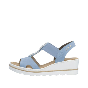 Womens Rieker 67498 Blue Wedge Sandal - Blue