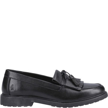 Girls Hush Puppies Verity Kiltie Black Senior School Shoes - Black