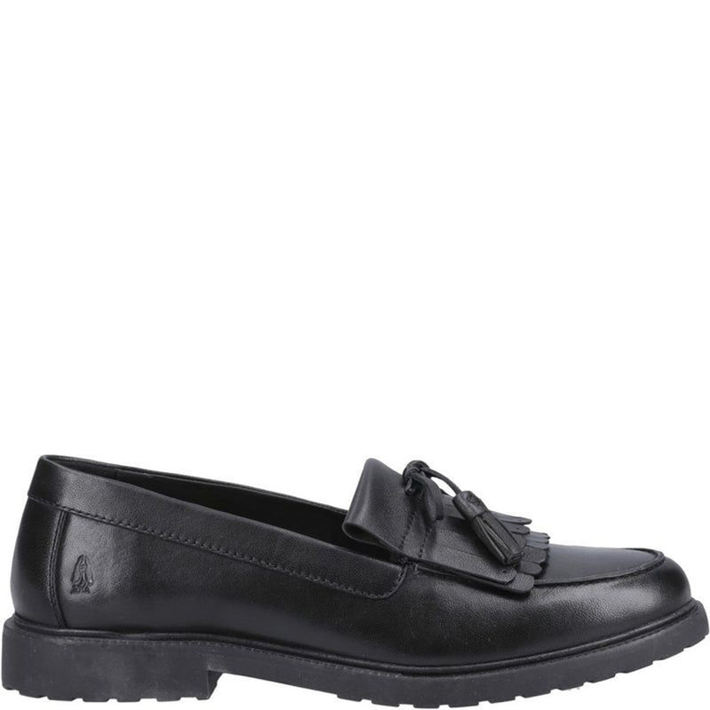 Girls Hush Puppies Verity Kiltie Black Senior School Shoes - Black