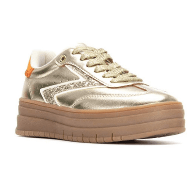 Womens Teddy Smith 120305 Platform Trainers - Gold