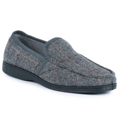 Lazy Dogz Mens Eisenhower Tweed Slippers - Grey