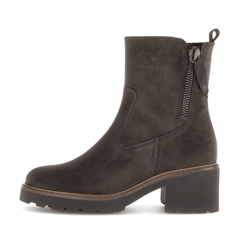 Womens Gabor Euston Brown Suede Block Heel Ankle Boots - Brown