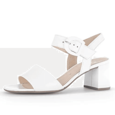 Womens Gabor Kooky Off White Leather Block Heel Sandals - White