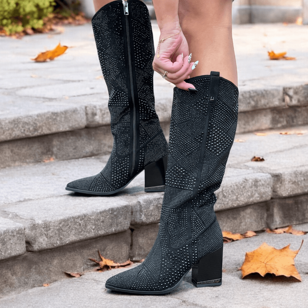 Womens Una Healy Young & Beautiful Black Diamante Knee Boots