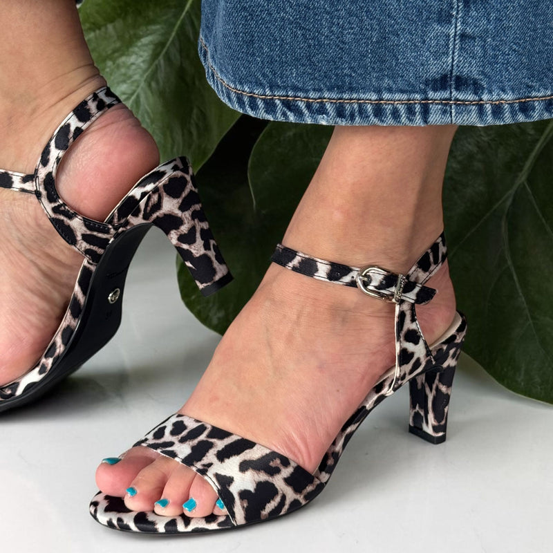 Womens Tamaris 28028 Leopard Print Heeled Sandals - Leopard