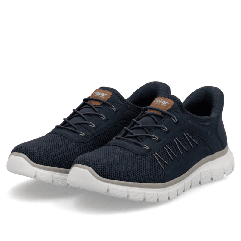 Mens Rieker B6656 Navy Elasticated Lace Slip On Trainers - Navy
