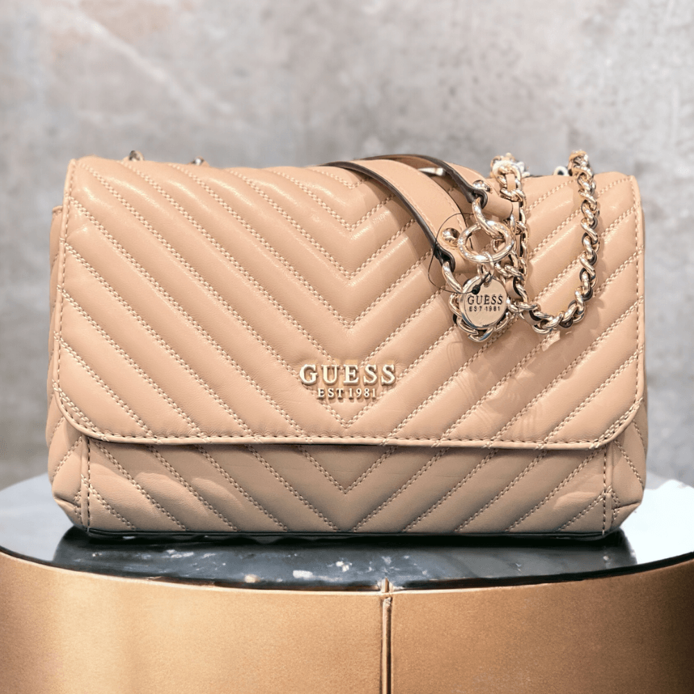 Guess Keillah Beige Quilted Crossbody Bag