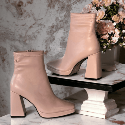 Womens Una Healy Lucky Platform Block Heel Ankle Boots - Barely There
