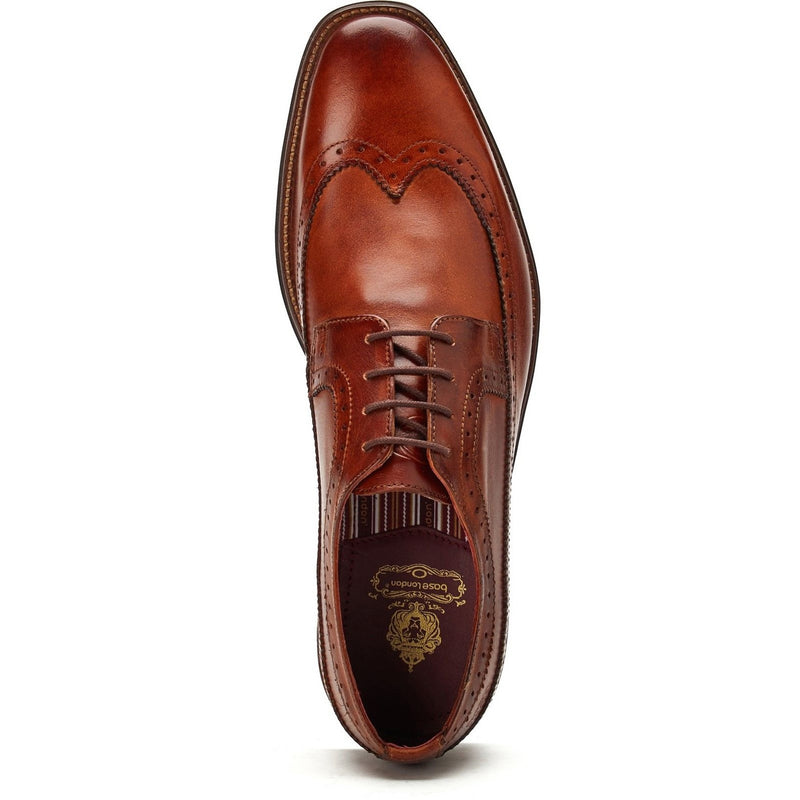 Mens Base London Havisham Tan Washed Brogue Formal Lace-up Shoe - Tan