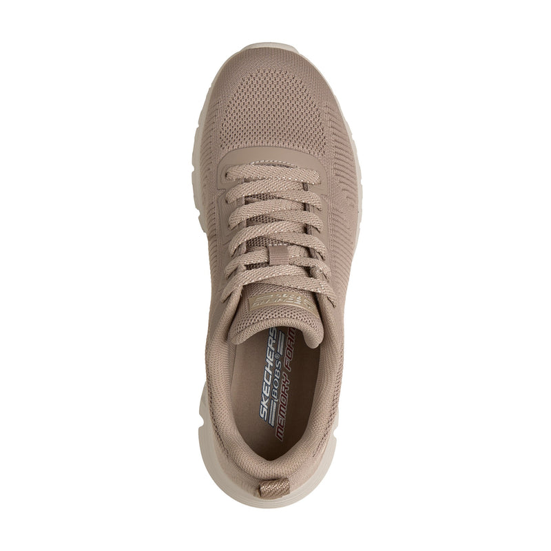 Womens Skechers 117700 Engineered Knit Lace Up Bobs B Lite Trainer - Taupe